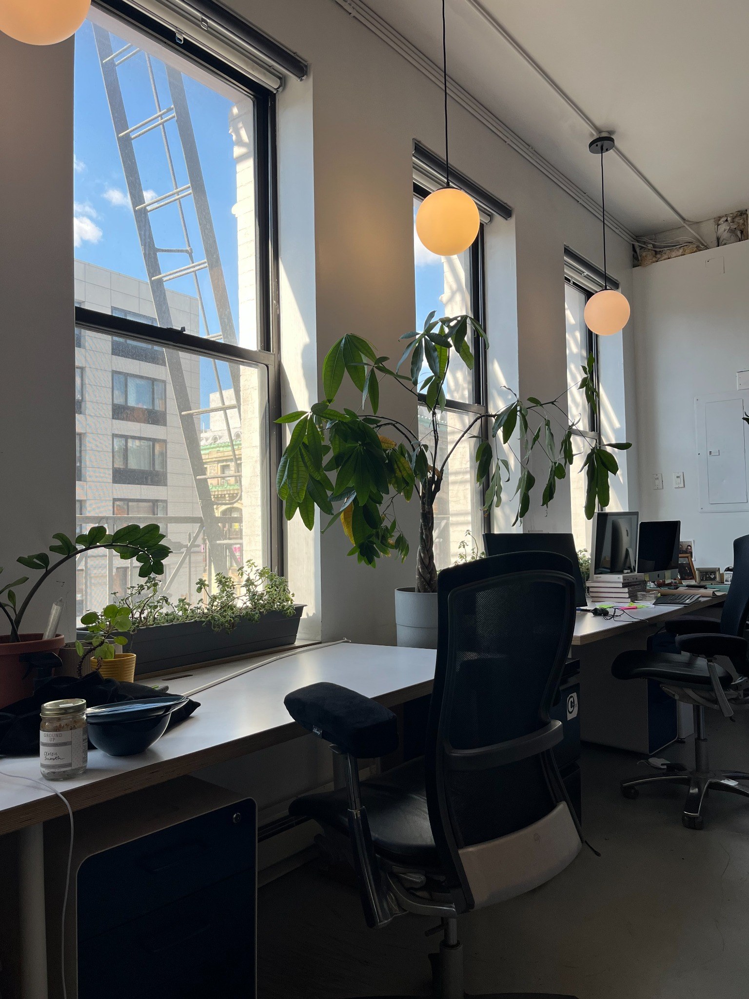 Desks beside the windows